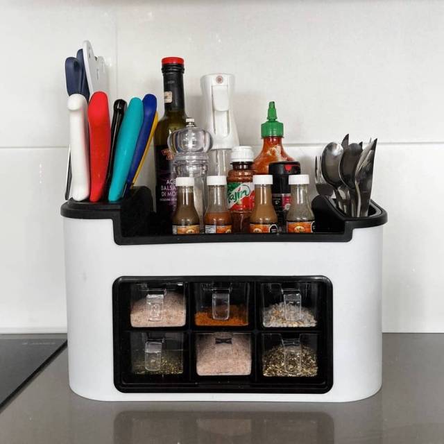 Caja de almacenamiento de cocina, organizador de cocina con agujeros,  estante de condimentos, para colgar en la pared del baño, estantes de jabón  para pared - AliExpress