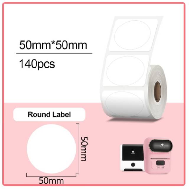 Etiqueta BlancaTransparente Redonda 50mm x 50mm para impresora M110