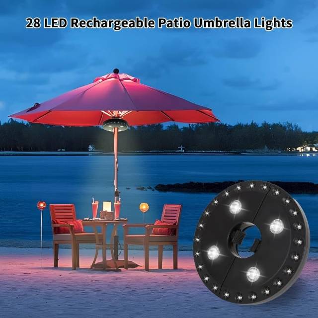 Luz LED ajustable para sombrillas y paraguas para patio a pilas