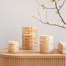Portavela fibra natural bambu