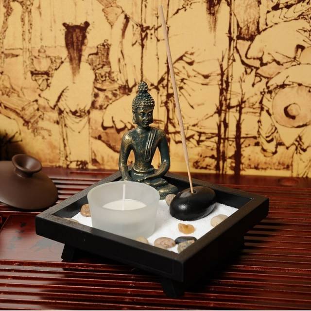 Portavelas de aromaterapia en forma de mesa de arena jardn zen